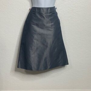 J.Crew EUC Size 2 Shiny Blue A-Line Skirt. Cotton Blend. Waist 28” Length 23.5”